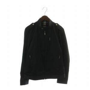 ジャケット ブルゾン ナイロン 背抜き チェック柄 ジップアップ ロゴ 刺繍 L 黒 ブラック