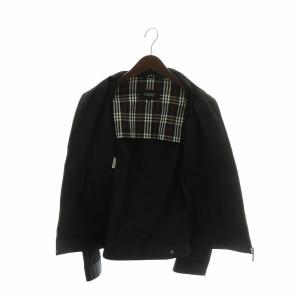 BURBERRY BLACK LABEL ジャケット ブルゾン ナイロン 背抜き チェック柄 ジップアップ ロゴ 刺繍 L 黒 ブラック