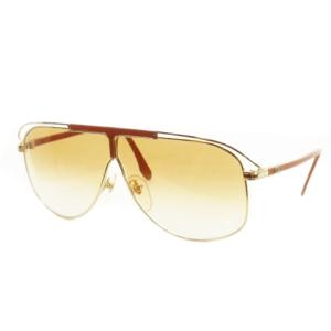 サングラス 眼鏡 ティアドロップ グラデーションレンズ メタルフレーム レザー 31-4207 茶 ブラウン