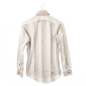 BURBERRY BLACK LABEL シャツ ワイシャツ Yシャツ ボタンダウン 長袖 コットン ロゴ 刺繍 ストライプ 1 S グレー