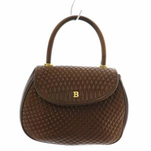 ハンドバッグ レザー マトラッセ キルティング マグネット Bロゴ ゴールド金具 茶色 ブラウン /XZ