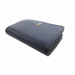 FURLA 美品 二つ折り財布 ウォレット ロゴ レザー 紺 ネイビー /HO 0302 GY18