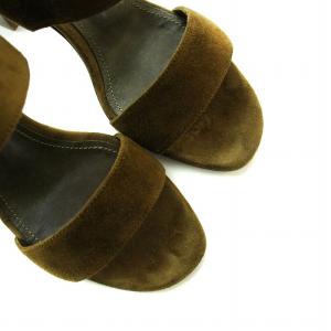 Loro Piana サンダル ストラップ スエード チャンキーヒール ロゴ 35 22cm 茶 ブラウン GY13 /MQ