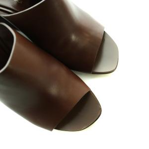 Sergio Rossi サンダル ウェッジソール オープントゥ レザー ロゴ 34.5 21.5-22cm 茶 ブラウン GY13