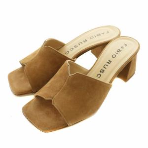 E-SOSSIO-FORLI ミュール サンダル スエード オープントゥ スクエア チャンキーヒール 35