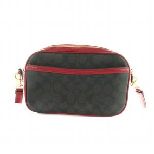 COACH ショルダーバッグ シグネチャー 斜め掛け PVC レザー ロゴ 赤 レッド 茶 ブラウン 68168 GY18