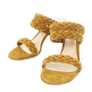 サンダル ストラップ ウェッジソール スタッズ レザー スエード