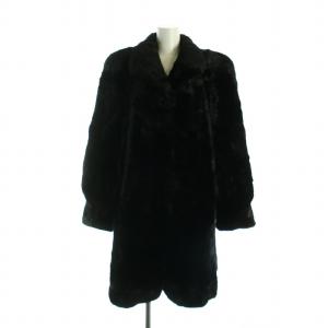 銀サガ 毛皮コート ダークミンクファー 総裏地 ロング 長袖 大きいサイズ 13 LL 黒 ブラック GY17