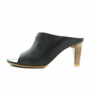 Sergio Rossi サンダル ミュール レザー オープントゥ ヒール 34.5 21.5cm 黒 ブラック /XZ GY13