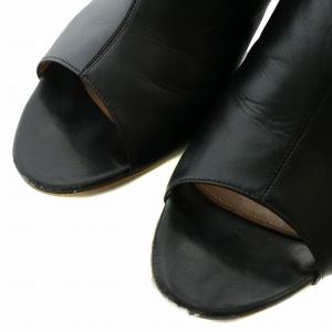 Sergio Rossi サンダル ミュール レザー オープントゥ ヒール 34.5 21.5cm 黒 ブラック /XZ GY13