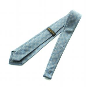 LOUIS VUITTON ネクタイ レギュラータイ ダミエ柄 絹 シルク ロゴ 箱付き 青 ブルー GY18 /MQ