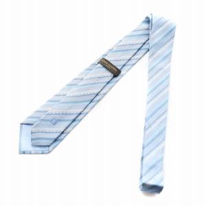 LOUIS VUITTON ネクタイ レギュラータイ モノグラム レジメンタル ストライプ ロゴ 絹 シルク 青 ブルー GY18