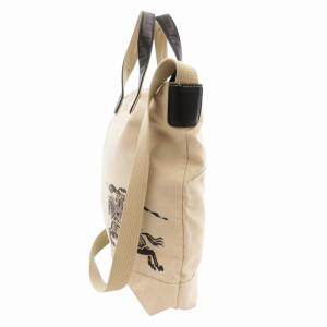 BURBERRY LONDON ハンドバッグ トート ショルダー 2WAY キャンバス レザー ベージュ 黒 ブラック