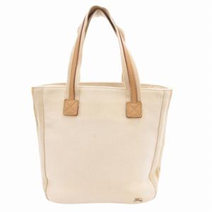 ハンドバッグ トート ホース刺繍 キャンバス レザー ベージュ