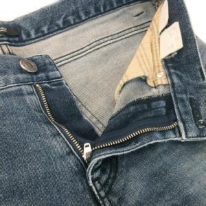 BURBERRY BLACK LABEL デニムパンツ ジーンズ ストレート レザーパッチ ヴィンテージ加工 ウォッシュ加工 76 S 青 ブルー