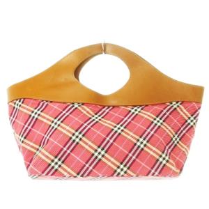 BURBERRY BLUE LABEL ハンドバッグ キャンバス 切替 レザー チェック ロゴ ピンク /CK13 GY18