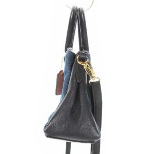 COACH ハンドバッグ ショルダーバッグ 2way デニム レザー ロゴ 青 ブルー