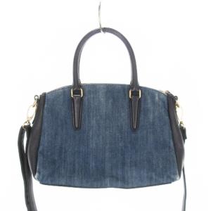 COACH ハンドバッグ ショルダーバッグ 2way デニム レザー ロゴ 青 ブルー
