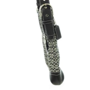 COACH ショルダーバッグ キャンバス ミニシグネチャー 切替 レザー チャーム付き 黒 ブラック 6376