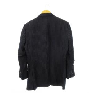 BURBERRY BLACK LABEL テーラードジャケット シングル 総裏地 ウール 本切羽 Super 110’s ストライプ 42 L 紺 ネイビー