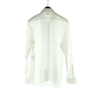 SAINT LAURENT PARIS ワイシャツ 長袖 切替 ストライプ ロゴ 白 ホワイト GY18 /MQ