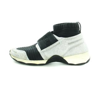 スニーカー シューズ 靴 ソックス ニット ココマーク ロゴ ラメ 36 23cm シルバー色 黒 ブラック GY18