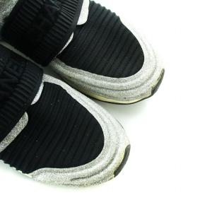 CHANEL スニーカー シューズ 靴 ソックス ニット ココマーク ロゴ ラメ 36 23cm シルバー色 黒 ブラック GY18