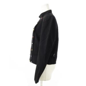 agnes b. ナポレオンジャケット スタンドカラー ダブル ビジューボタン 肩パッド 2 M 黒 ブラック /CK11