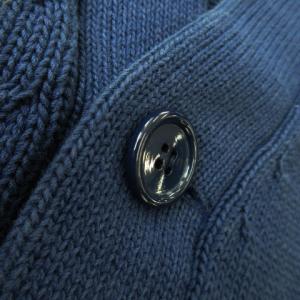 PINK HOUSE 長袖カーディガン ニット コットン Vネック サガラ刺繍 野球 ベースボール ロゴ エルボーパッチ 紺