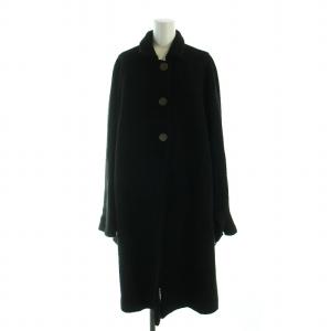 ステンカラー コート ロング ウール 長袖 メタルボタン 総柄裏地 総裏地 黒 ブラック GY18 /MQ