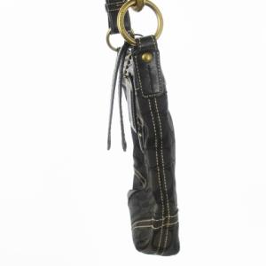 COACH ショルダーバッグ キャンバス 切替 レザー ステッチ ロゴ シグネチャー チャーム付き 黒 ブラック 10402