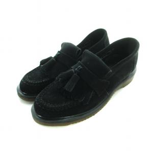 ローファー モカシン キルトタッセル スエード レザー マーチンソール 3 黒 ブラック 623BD GY18
