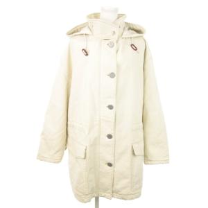 デニムコート 中綿 フーディー ジップアップ オーバーサイズ ドローコード ロゴ 42 L ライトベージュ