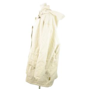 ARMANI JEANS デニムコート 中綿 フーディー ジップアップ オーバーサイズ ドローコード ロゴ 42 L ライトベージュ