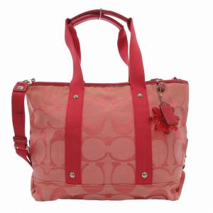 COACH トートバッグ ショルダー 2WAY シグネチャー キャンバス ピンク
