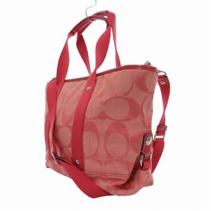 COACH トートバッグ ショルダー 2WAY シグネチャー キャンバス ピンク
