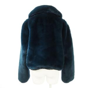 LOVELESS ファージャケット ブルゾン ビッグカラー ジップアップ レザー切替 ボリューム 38 M 緑 グリーン