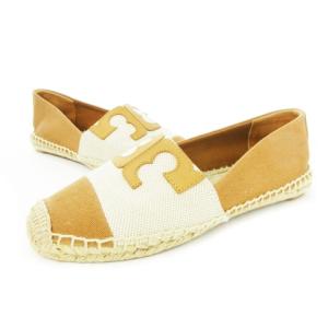 TORY BURCH スリッポン フラット エスパドリーユ ジュート キャンバス レザー ロゴ 6 23.0cm ベージュ /CK17