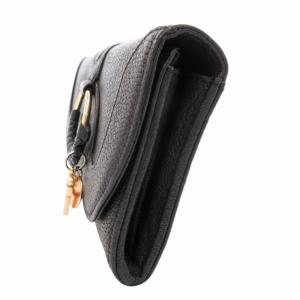 SEE BY CHLOE ハナ HANA 二つ折り長財布 ウォレット チャーム付 ロゴ レザー 黒 ブラック /GV GY18