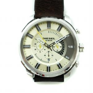 DIESEL ストロングホールド 腕時計 ウォッチ デイト カレンダー付き クロノグラフ ロゴ シルバー色 茶 ブラウン dz-4346