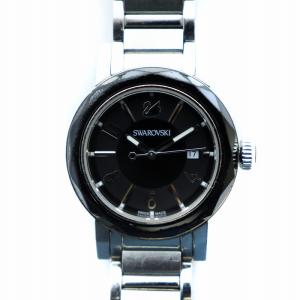 腕時計 ウォッチ クォーツ ロゴ デイト カレンダー付き ロゴ 黒文字盤 シルバー色 999976 GY18