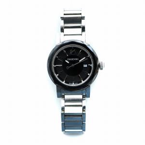 SWAROVSKI 腕時計 ウォッチ クォーツ ロゴ デイト カレンダー付き ロゴ 黒文字盤 シルバー色 999976 GY18