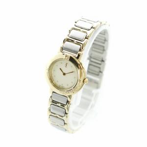 YVES SAINT LAURENT ジャンク品 腕時計 ウォッチ クォーツ ロゴ 白文字盤 ゴールド色 シルバー色 2200-229789Y GY18