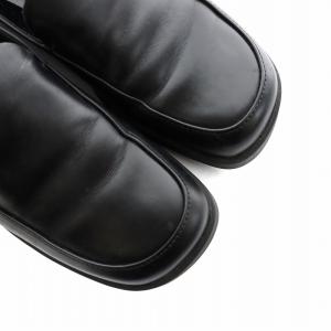 GUCCI ローファー モカシン レザー スクエアトゥ シェリーライン 36 23cm 黒 ブラック GY18 /MQ