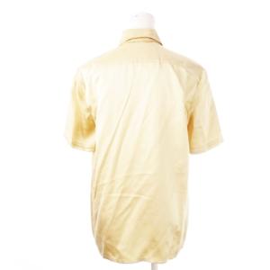 LOEWE シルクシャツ レギュラー 半袖 タック 比翼仕立て サテン 光沢感 40 L シャンパンゴールド /CK24