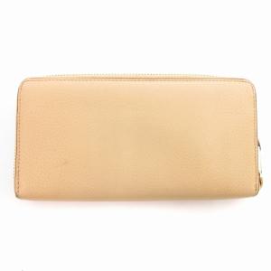 LAUREN RALPH LAUREN 長財布 小銭入れあり レザー ロゴ ラウンドファスナー ベージュ GY18 /TZ