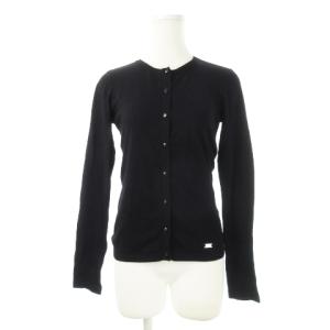 BLUE LABEL コットンカーディガン ニット クルーネック 長袖 薄手 ストレッチ ワンポイント