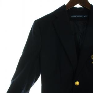 RALPH LAUREN 紺ブレ ブレザー テーラード ジャケット 金ボタン ロゴ 刺繍 シングル 総裏地 4 160/88A 紺 ネイビー GY18