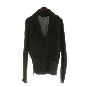 ショールカラーカーディガン 長袖 ニット ウール 46 S 茶 ブラウン GY18 /MQ