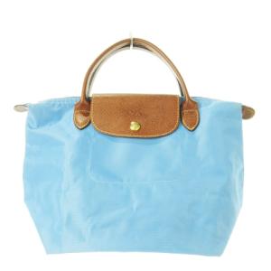 プリアージュ ハンドバッグ ミニ ナイロン 切替 レザー ロゴ 青 ブルー /CK19 GY11